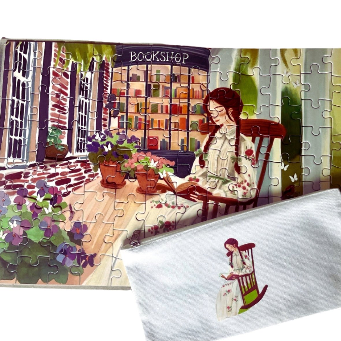 Puzzle 96 pièces Anne de Green Gables 'La petite librairie de Avonlea' + trousse zippée - Gilbertine BrusselsGilbertine Brussels