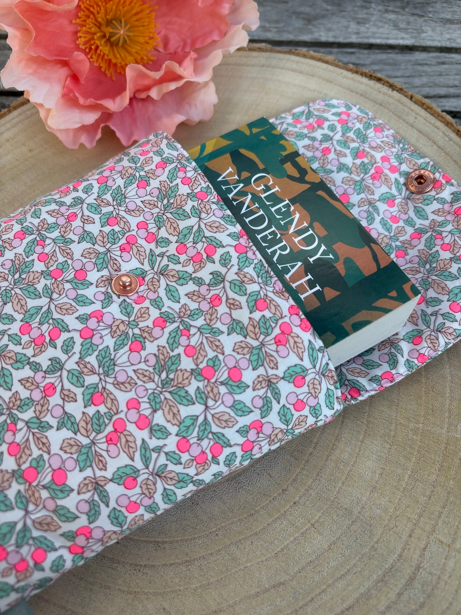 Housse Protectrice Lavable Pour Livres à Couverture Rigide - Tissu Décoratif Brodé Rose Anti-rayures - 8