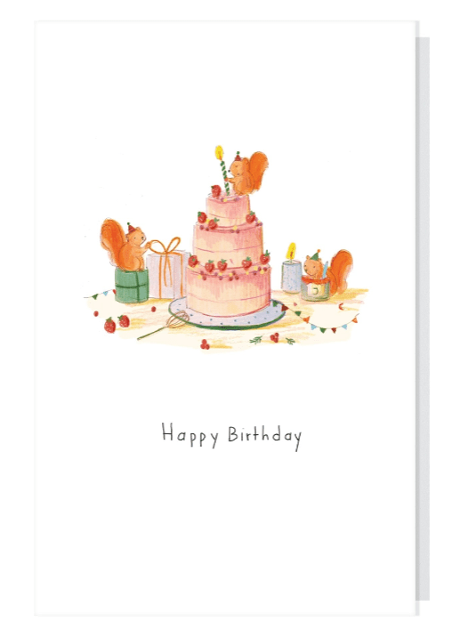 Carte anniversaire Gateau et écureuils - Gilbertine BrusselsGilbertine Brussels