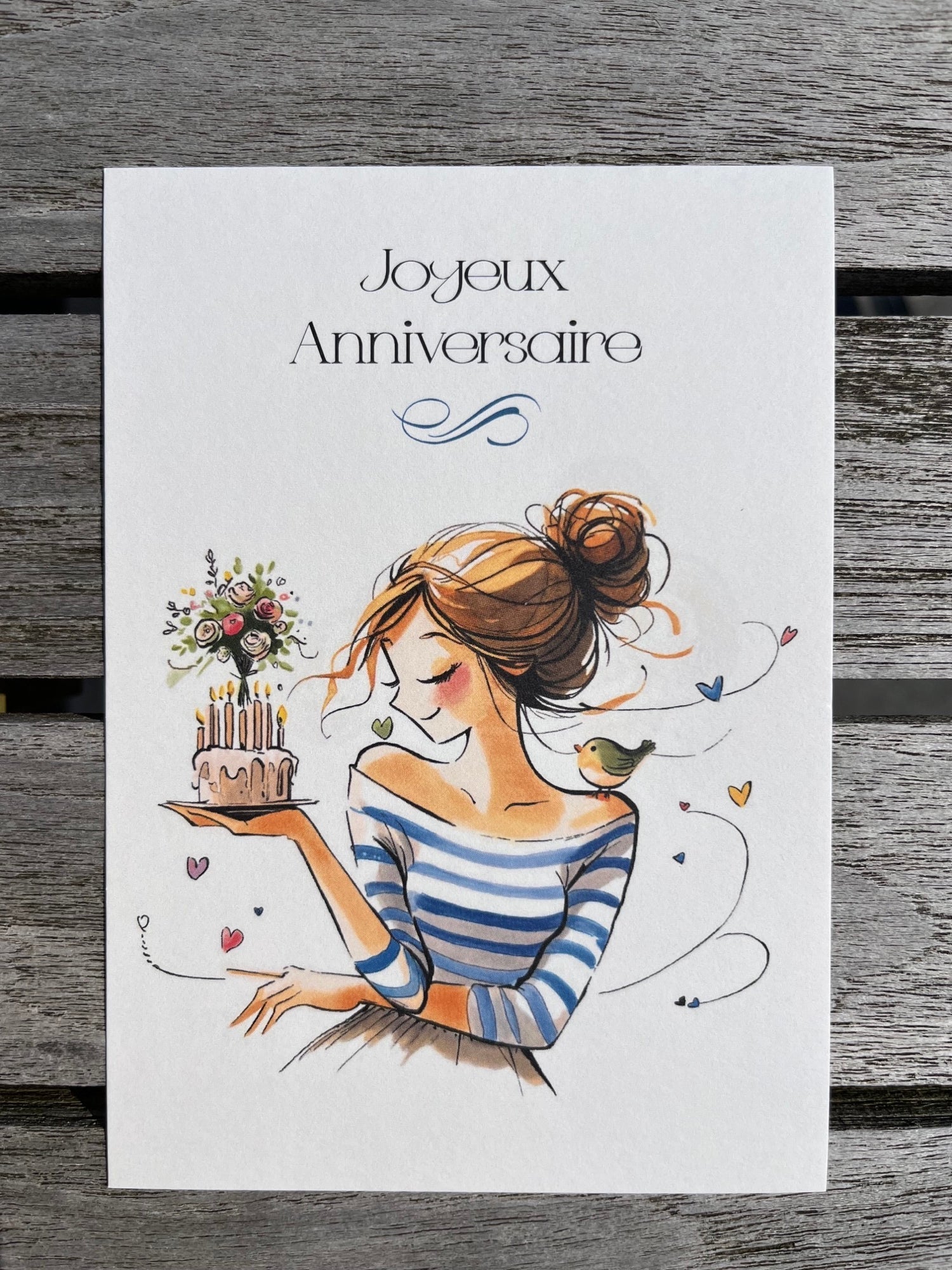 Carte d'anniversaire 'Jolie dame au gâteau' avecjoyjethème - Gilbertine BrusselsGilbertine Brusselscartes d'anniversaire
